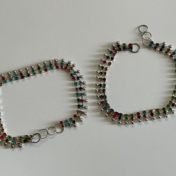 Anklet Multi Color Crystal Accent Silver Tone Fashion Anklet Women Jewelry Payel - Picture 4 of 12